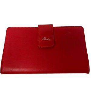 Buxton Womens Snap‎ Tab Closure Heiress Checkbook Clutch Wallet Red
